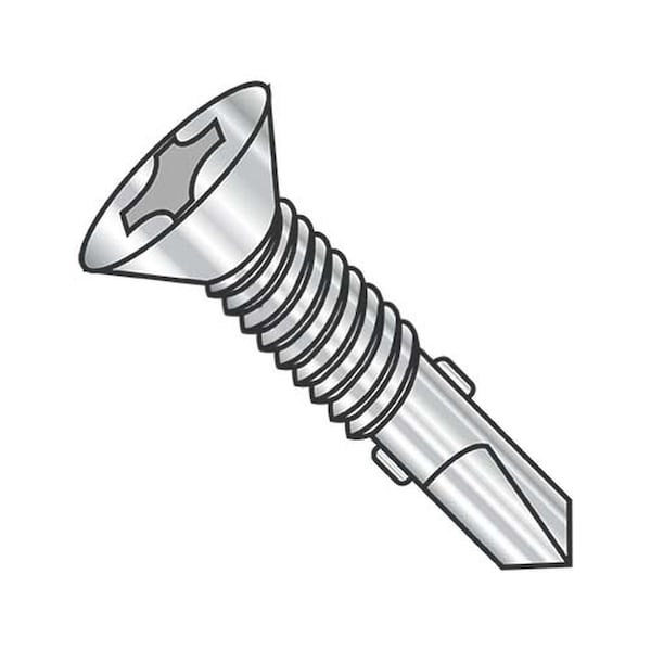 Usa Industrials Self-Drilling Screw, #12-24 x 2 1/2 in, Plain 410 Stainless Steel Flat Head Phillips Drive BULK-SCRW-10430 - main
